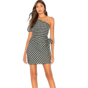 Revolve Tularosa Skylar One Shoulder Plaid Dress Sz L